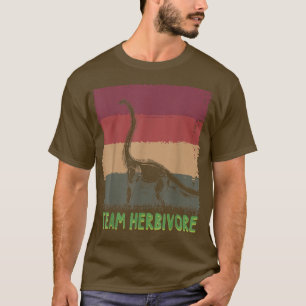 Retro Dinosaur Plant Based Herbivore Veggie Food V T-Shirt