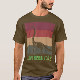 Retro Dinosaur Plant Based Herbivore Veggie Food V T-Shirt