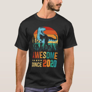 Retro Dinosaur Rex Awesome Since 2020 3rd Birthday T-Shirt