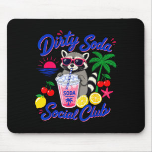 Retro dirty soda social club racoon summer mouse pad