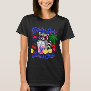 Retro dirty soda social club racoon summer T-Shirt