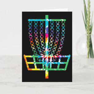 Retro Disc Golf Basket Hippie Rainbow Tie Dye Disc Card