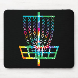 Retro Disc Golf Basket Hippie Rainbow Tie Dye Disc Mouse Pad
