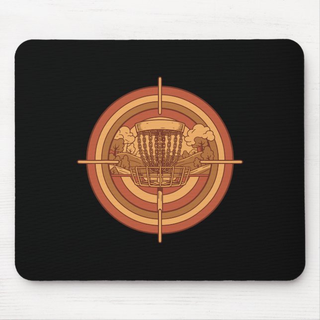 Retro Disc Golf Basket Target Flying Disc Golfing  Mouse Pad (Front)