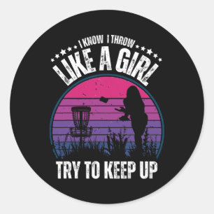 Retro Disc Golf Design For Women Girls Disc Golf P Classic Round Sticker