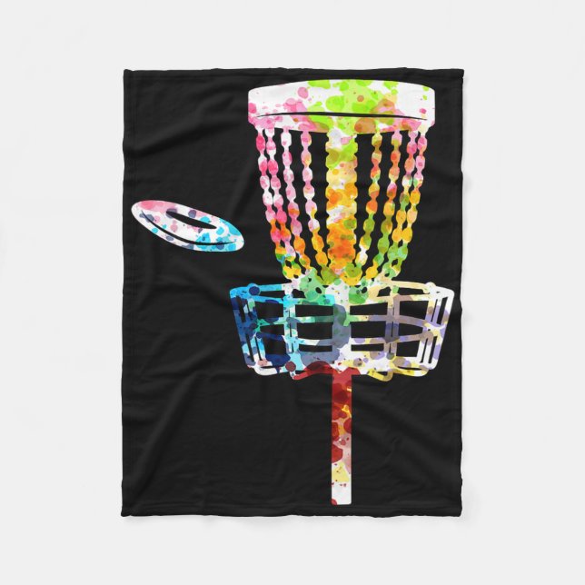 Retro Disc Golf Frisbee Sket Cart Disc Golf Player Fleece Blanket (Front)