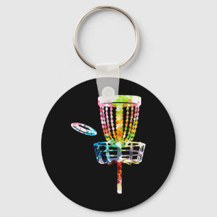 Retro Disc Golf Frisbee Sket Cart Disc Golf Player Key Ring