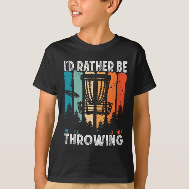 Retro Disc Golf Frolf Flying I'd Rather Be Disc Go T-Shirt (Front)