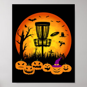 Retro Disc Golf Halloween Graveyard Scary Disc Gol Poster