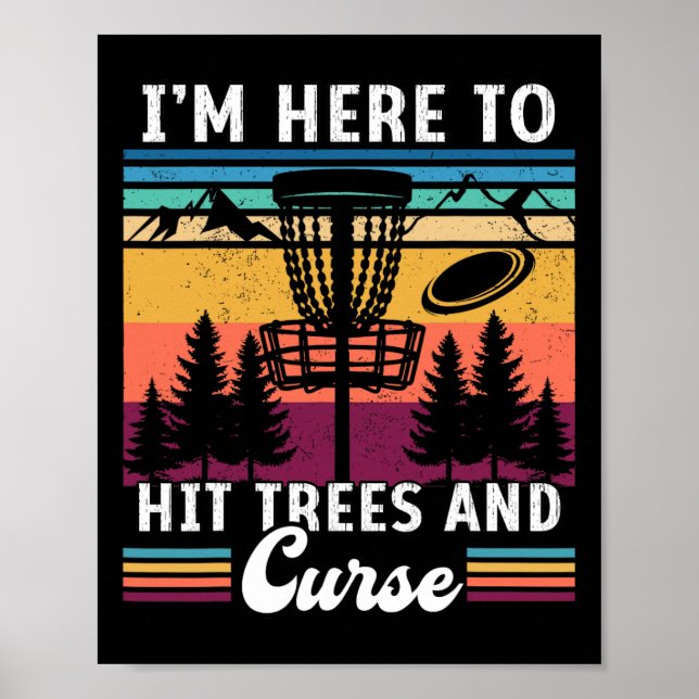 Retro Disc Golf Hit Trees And Curse Disc Golf Play Poster (Front)