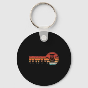 Retro Disc Golf Landscape Trees Men Women Key Ring