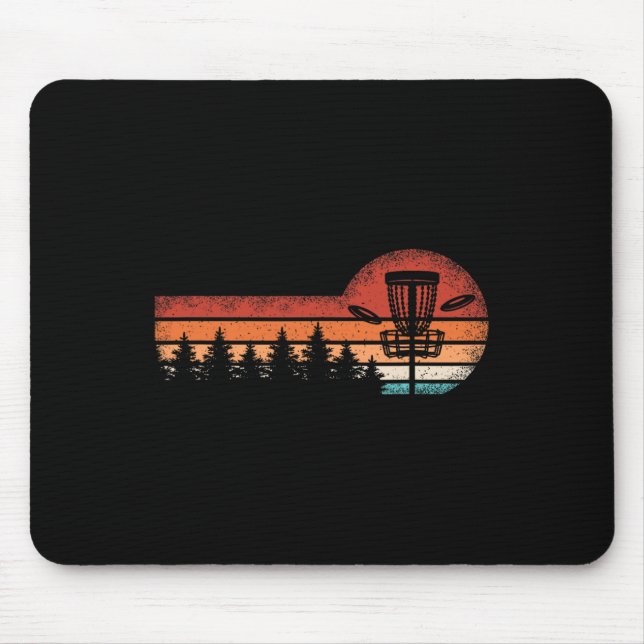 Retro Disc Golf Landscape Trees Men Women  Mouse Pad (Front)