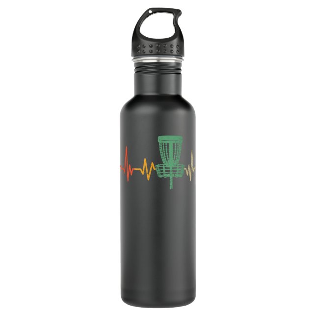 Retro DIsc Golf Shirt,  Heartbeat Disc Golf Basket 710 Ml Water Bottle (Front)