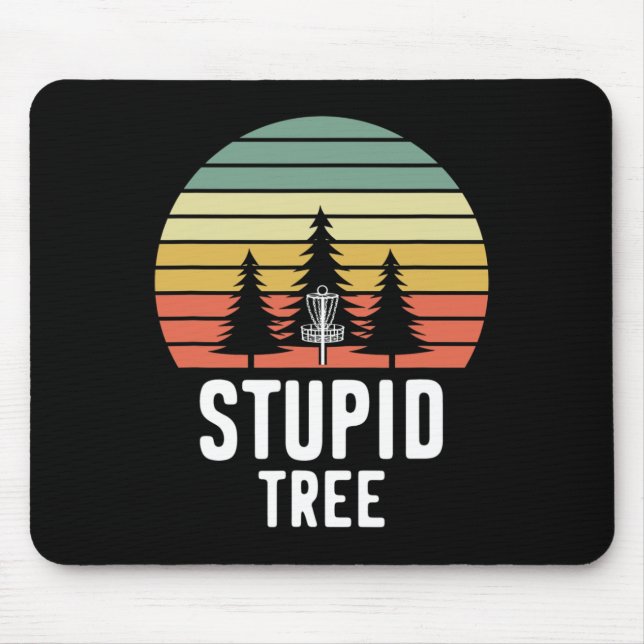 Retro Disc Golf Stupid Tree Funny Frisbee Golf Gif Mouse Pad (Front)
