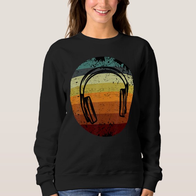 Retro Disc Jockey Headphone Radio Club Dj Turntabl Sweatshirt (Front)
