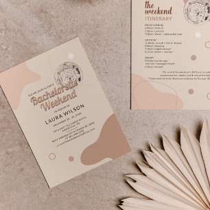 Retro Disco Bachelorette Weekend Party Itinerary Invitation