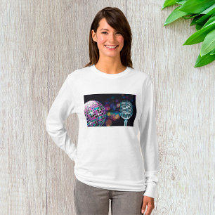 Retro Disco Ball and Vintage Microphone T-Shirt