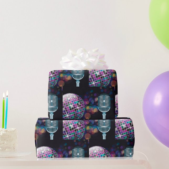 Retro Disco Ball and Vintage Microphone Wrapping Paper (Creator Uploaded)