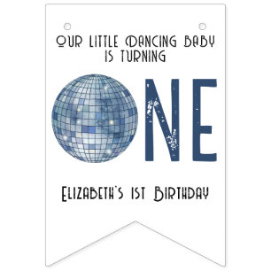 Retro Disco Ball First Birthday Party Bunting