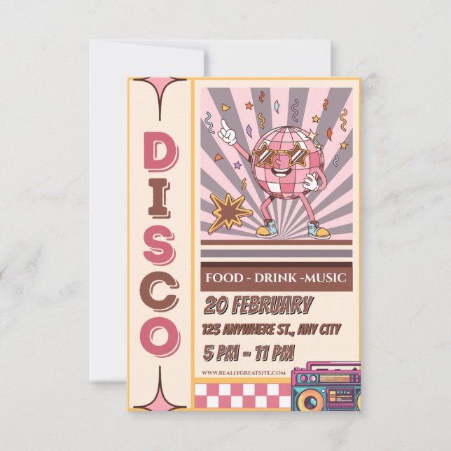 Retro Disco Ball Groovy 70s 80s Party Invitation (Front)