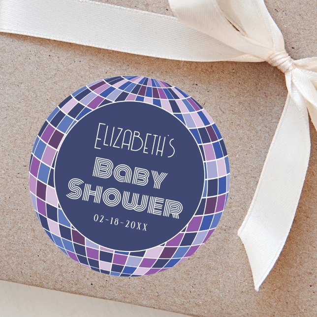 Retro Disco Ball Groovy 70s Baby Shower Classic Round Sticker (Creator Uploaded)