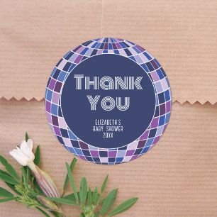 Retro Disco Ball Groovy 70s Baby Shower Thank You Classic Round Sticker