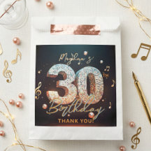 Retro Disco Ball Music 30th Birthday Thank You