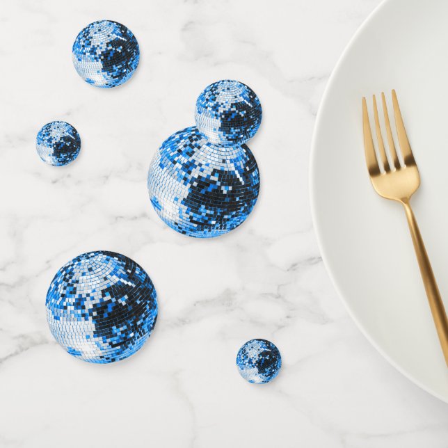 Retro disco ball sparkle glitter blue birthday confetti (Group)