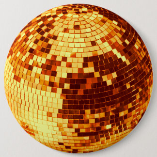 Retro disco ball sparkle glitter gold birthday 6 cm round badge