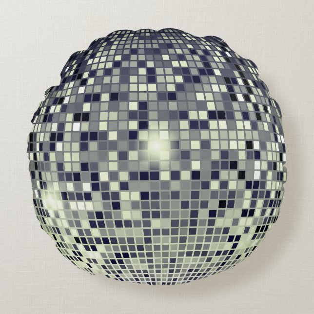 Retro Disco Ball Throw Pillow - Bold Vintage Vibes (Front)