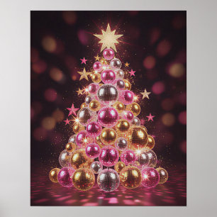 Retro Disco Christmas Tree Wall Art