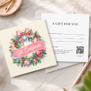 Retro Disco Christmas Wreath QR Code Gift Card