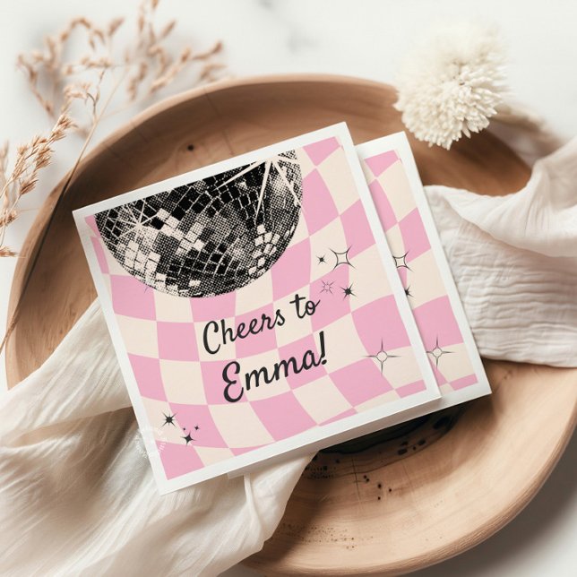 Retro Disco Custom Napkins – Pink Chequered Backgr (Creator Uploaded)