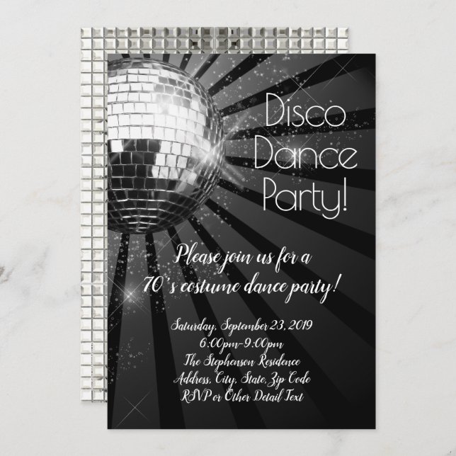 Retro Disco Dance 70s Costume Halloween Party Invitation (Front/Back)