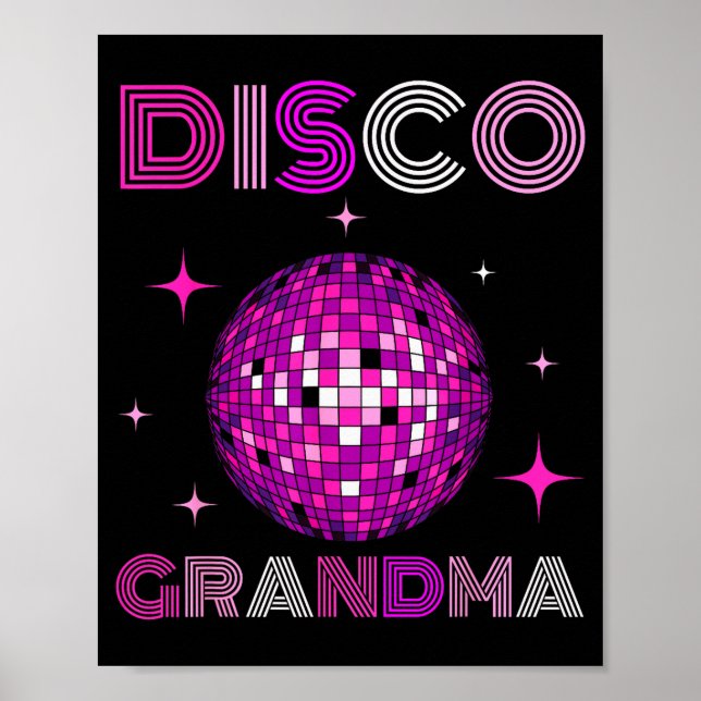 Retro Disco Grandma 70s 80s Dance Party Mirror Bal Poster (Front)