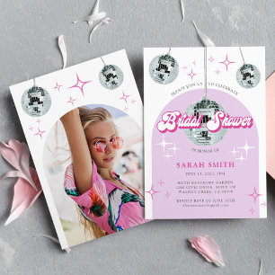 Retro Disco Groove Photo Bridal Shower  Invitation