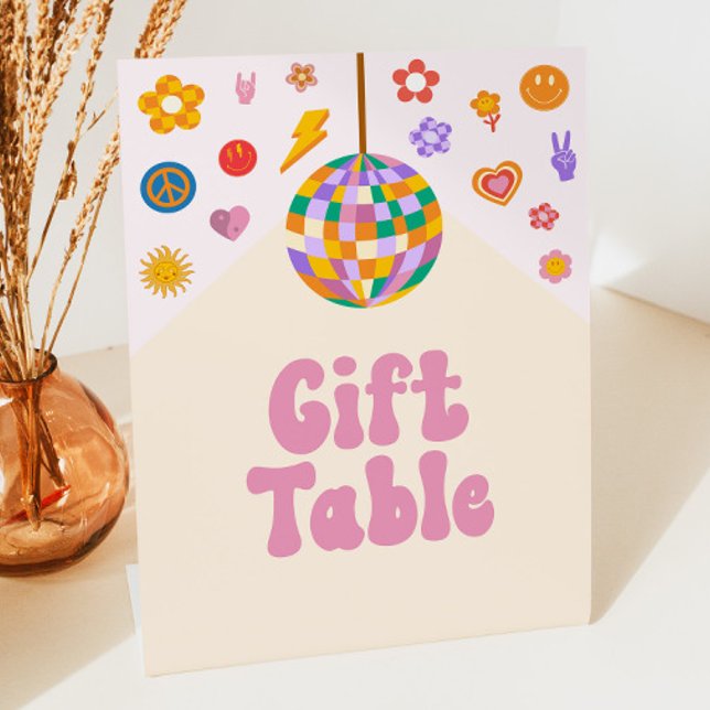 Retro Disco Groovy Gift Table Party Sign (Creator Uploaded)