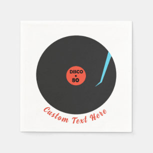Retro Disco Music Party Napkins with Custom Text