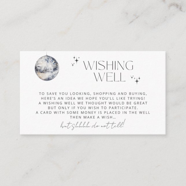 Retro Disco Party Wishing Well Enclosure Card (Front)