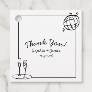 Retro Disco Personalised Wedding Thank You Favour Tags