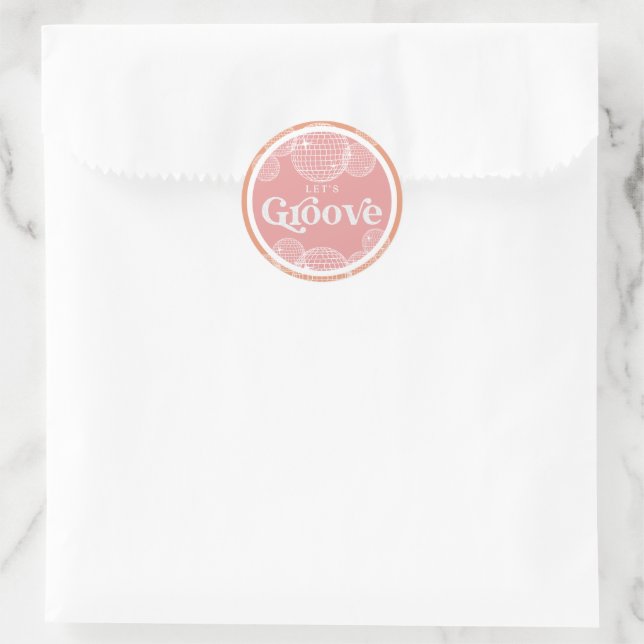 Retro Disco Pink and Orange Bridal Shower Classic Round Sticker (Bag)