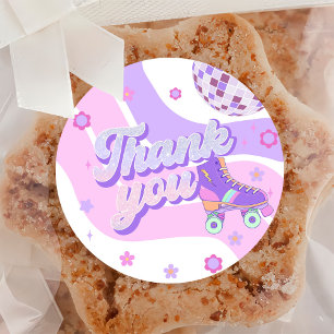 Retro Disco Roller Skate 1st Birthday Classic Round Sticker