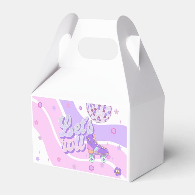 Retro Disco Roller Skate 1st Birthday Favour Box (Front Side)