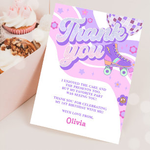 Retro Disco Roller Skate Birthday Thank You Card