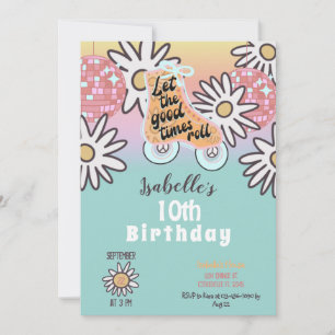 Retro Disco Roller Skating Party Invitation
