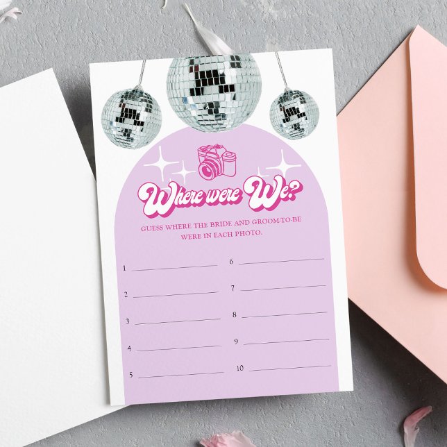 Retro Disco Where were We Bridal Shower Game Card (Creator Uploaded)