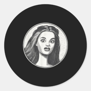 Retro Disgusted Doll Face  Classic Round Sticker