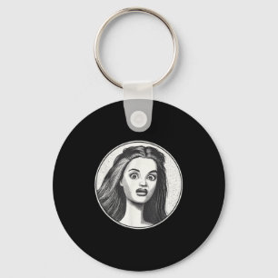 Retro Disgusted Doll Face Key Ring