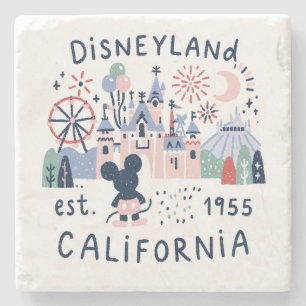 Retro Disneyland California Castle and Fireworks Stone Coaster