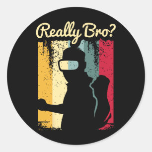Retro Distressed Art Virtual Reality Graphic For A Classic Round Sticker